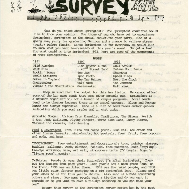 Springfest survey 1992